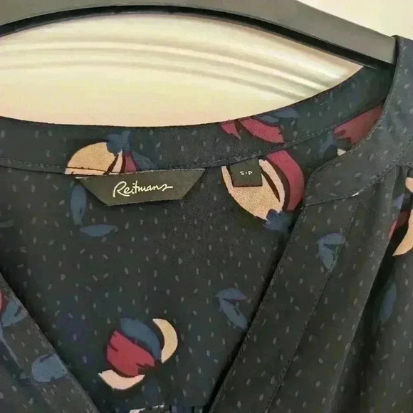 Reitmans size Small navy dress with  pattern drawstring waist - Picture 8 of 13